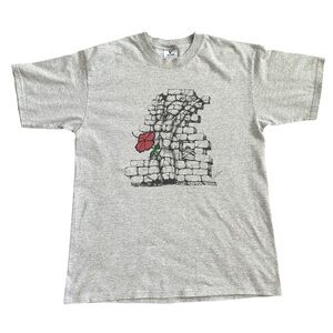 Vintage Y2K Art Tee - Women / Brick Wall / Flower Graphic